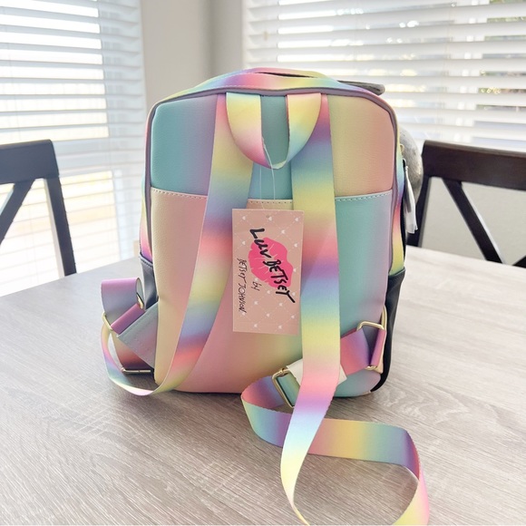 Betsey Johnson pastel rainbow quilted heart backpack - Black multicolor - Picture 2 of 9